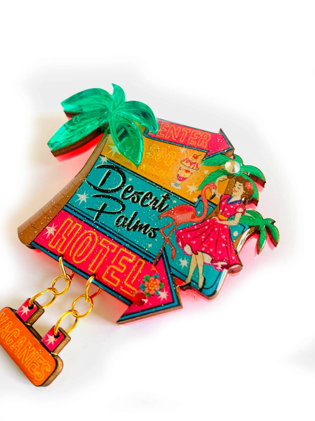Desert Palms Palm Springs Hotel Brooch by Rosie Rose Parker