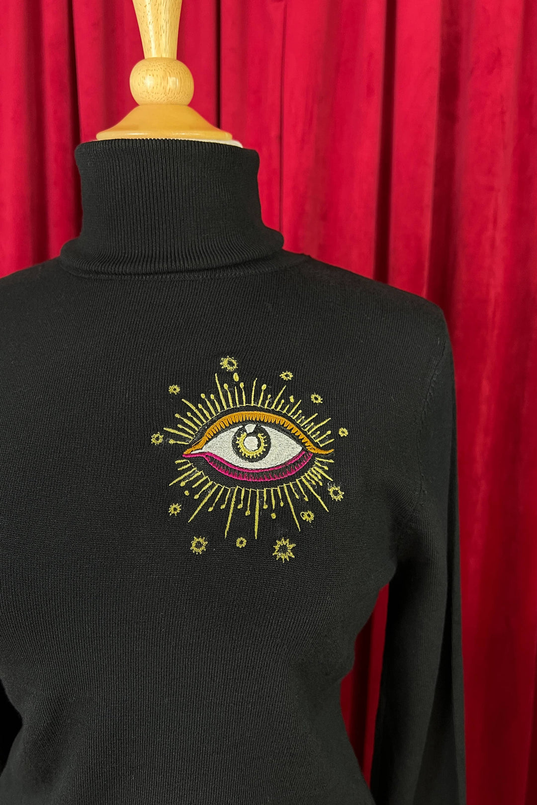 Third Eye Turtleneck Sweater in Black: Small