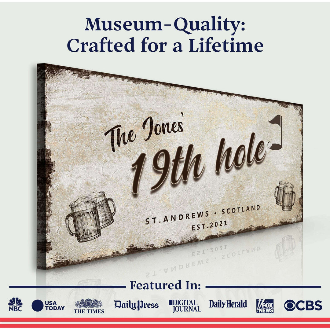 19th Hole Golf Personalized Sign III