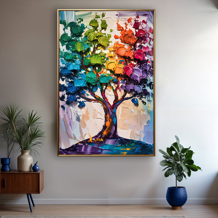 Rainbow Tree Abstract Wall Art
