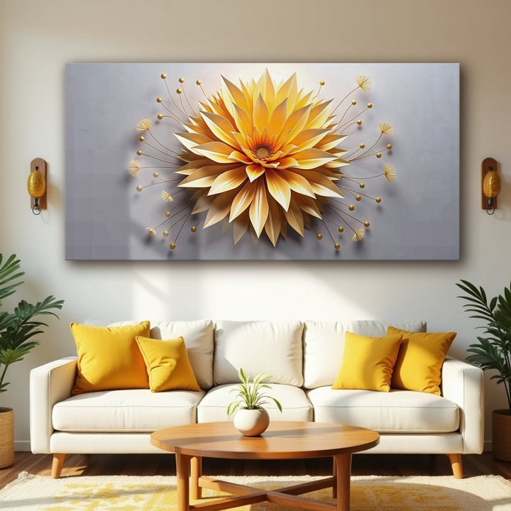 Golden Dandelion Minimalist Abstract Wall Art