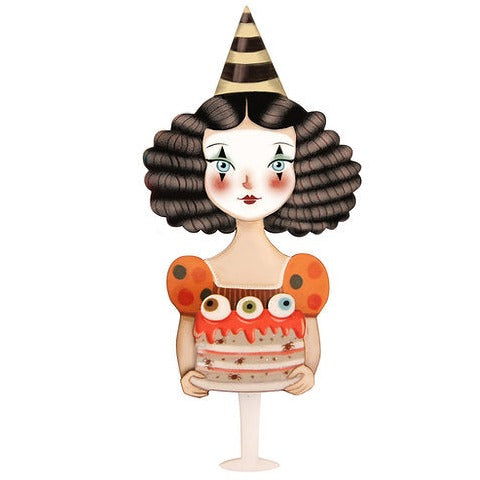 Mime With Cake Brooch by Laliblue