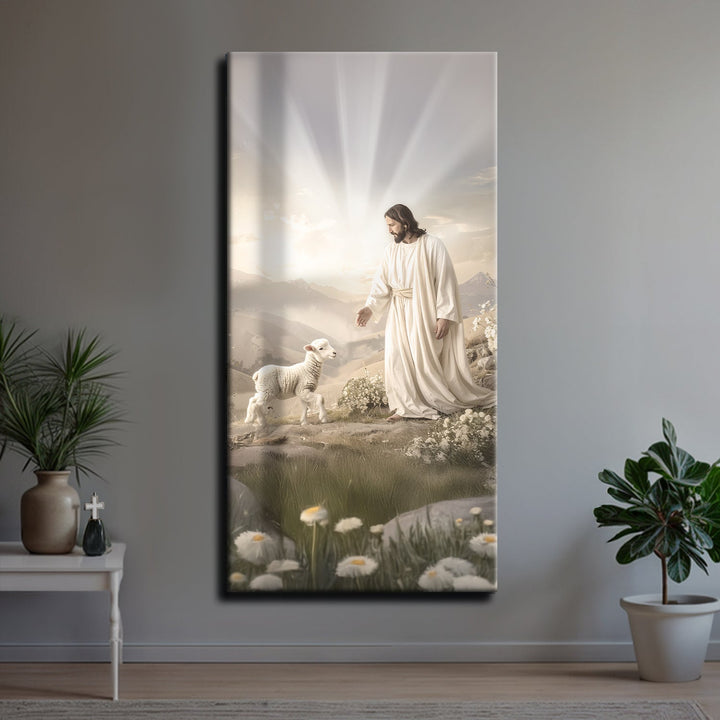 Jesus Protects The Lamb From Wolves Faith Wall Art XII