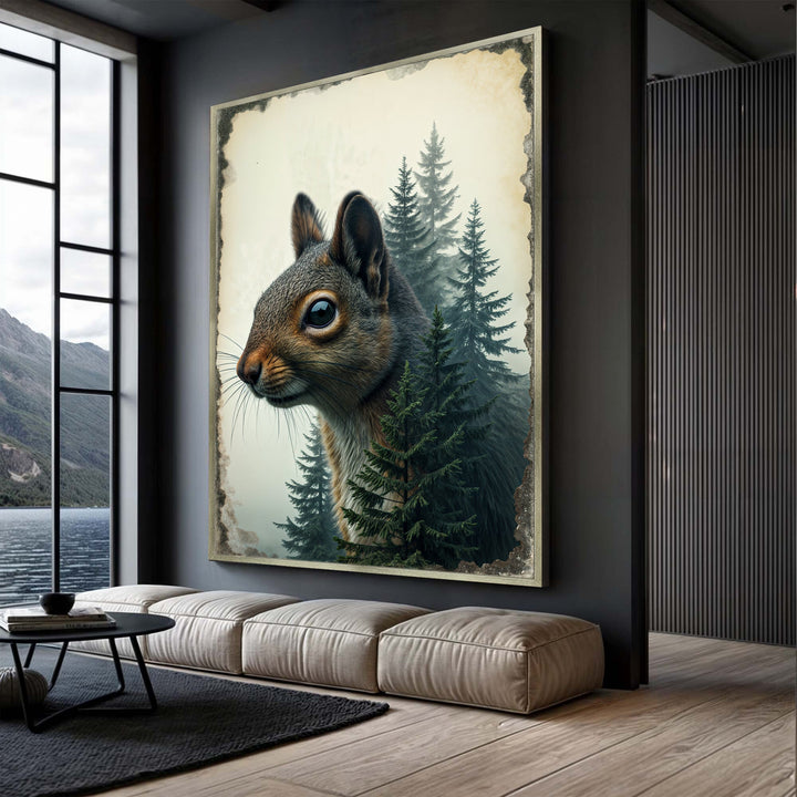 Squirrel Double Exposure Wall Art
