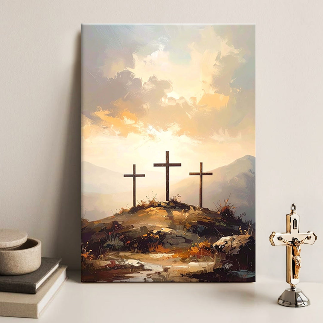 Three Crosses on Calvary Faith Wall Art