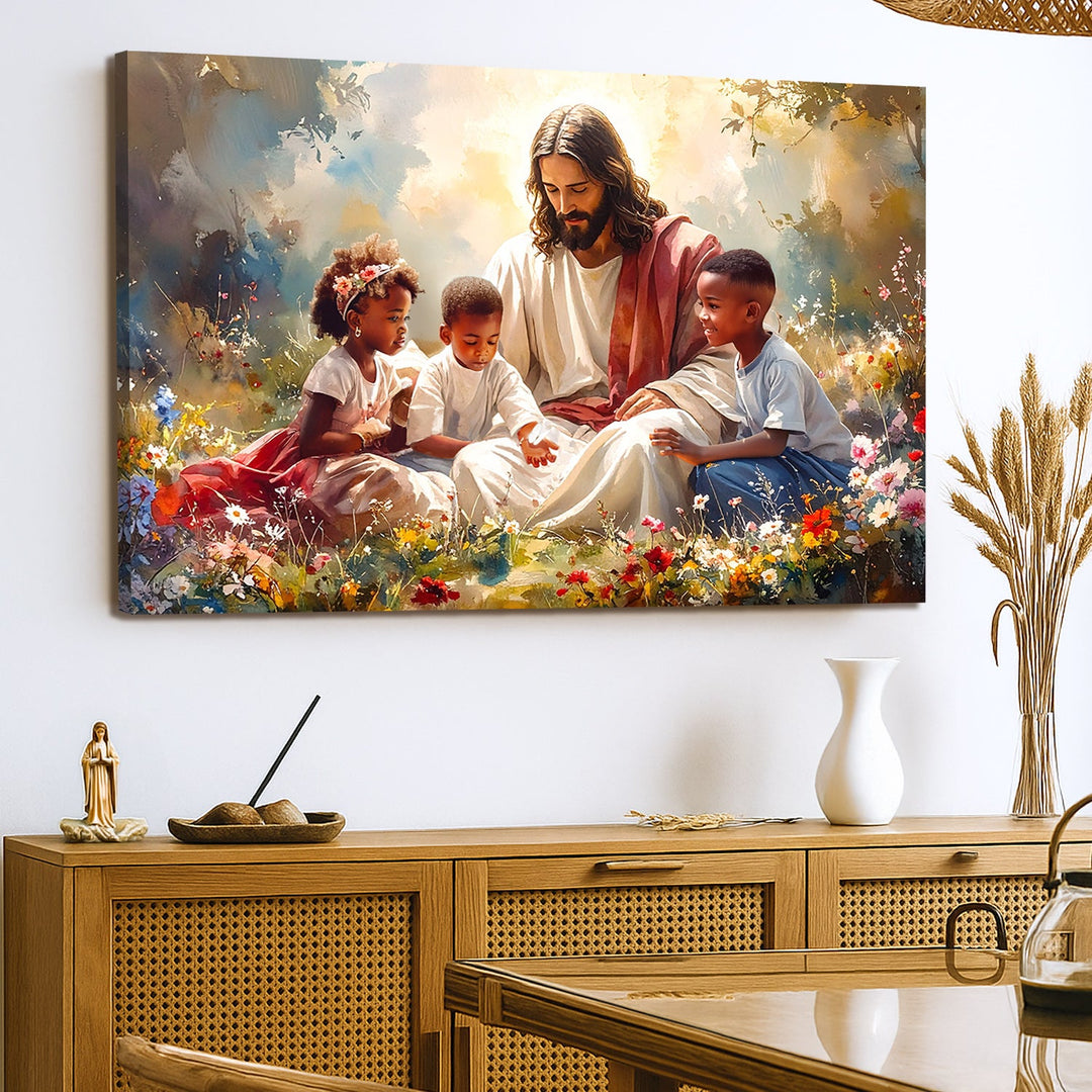 Jesus With Children Faith Wall Art V