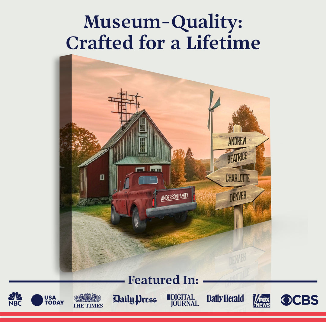 Old Truck Barn Family Names Sign