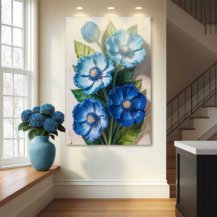 Blue Blossom Bouquet Impasto Wall Art