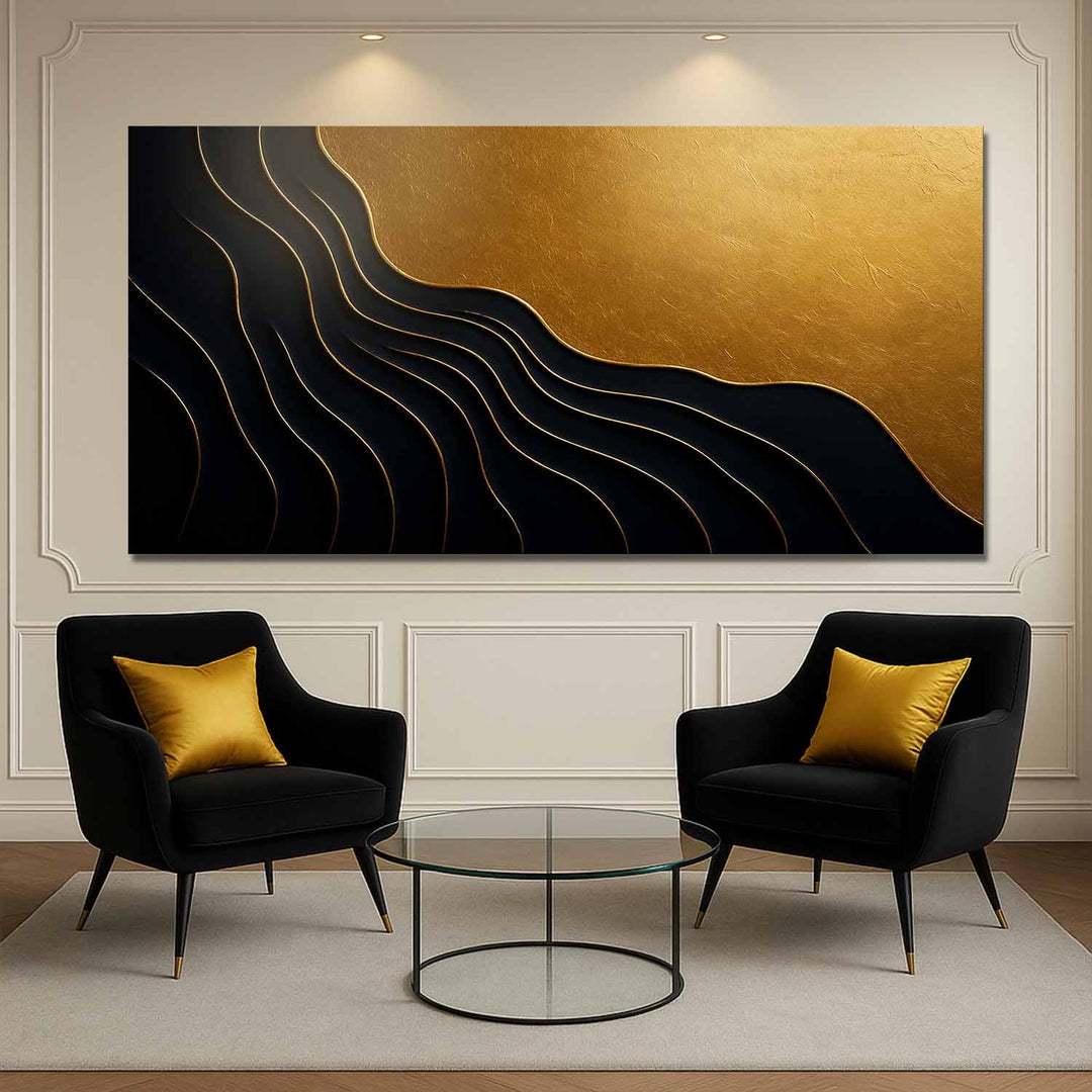 Black And Gold Minimalist Abstract IX