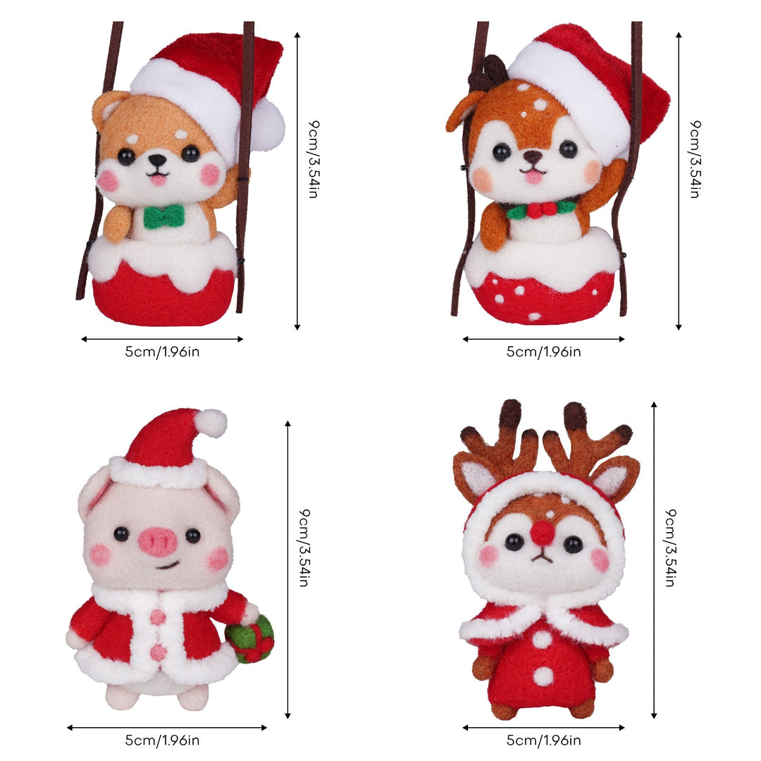 Christmas Shiba Inu and Piggy Needle Felting Kit. Wizardi DIY Wool Craft Kit F07N8-Z-12