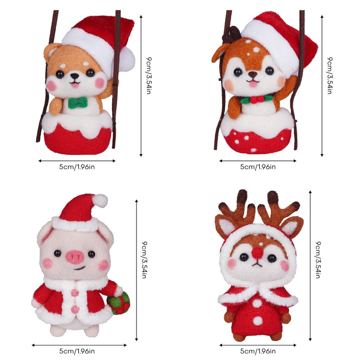 Christmas Shiba Inu and Piggy Needle Felting Kit. Wizardi DIY Wool Craft Kit F07N8-Z-12
