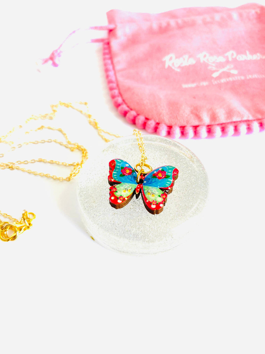 Butterfly Necklace on Gold Chain by Rosie Rose Parker