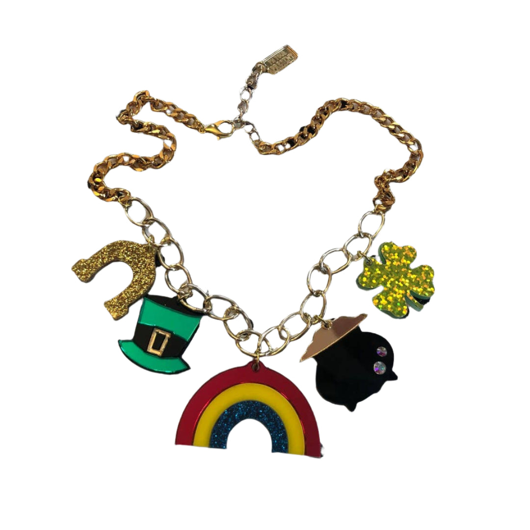 Irish Charm St Patrick's Day Laser Cut Acrylic Statement Necklace