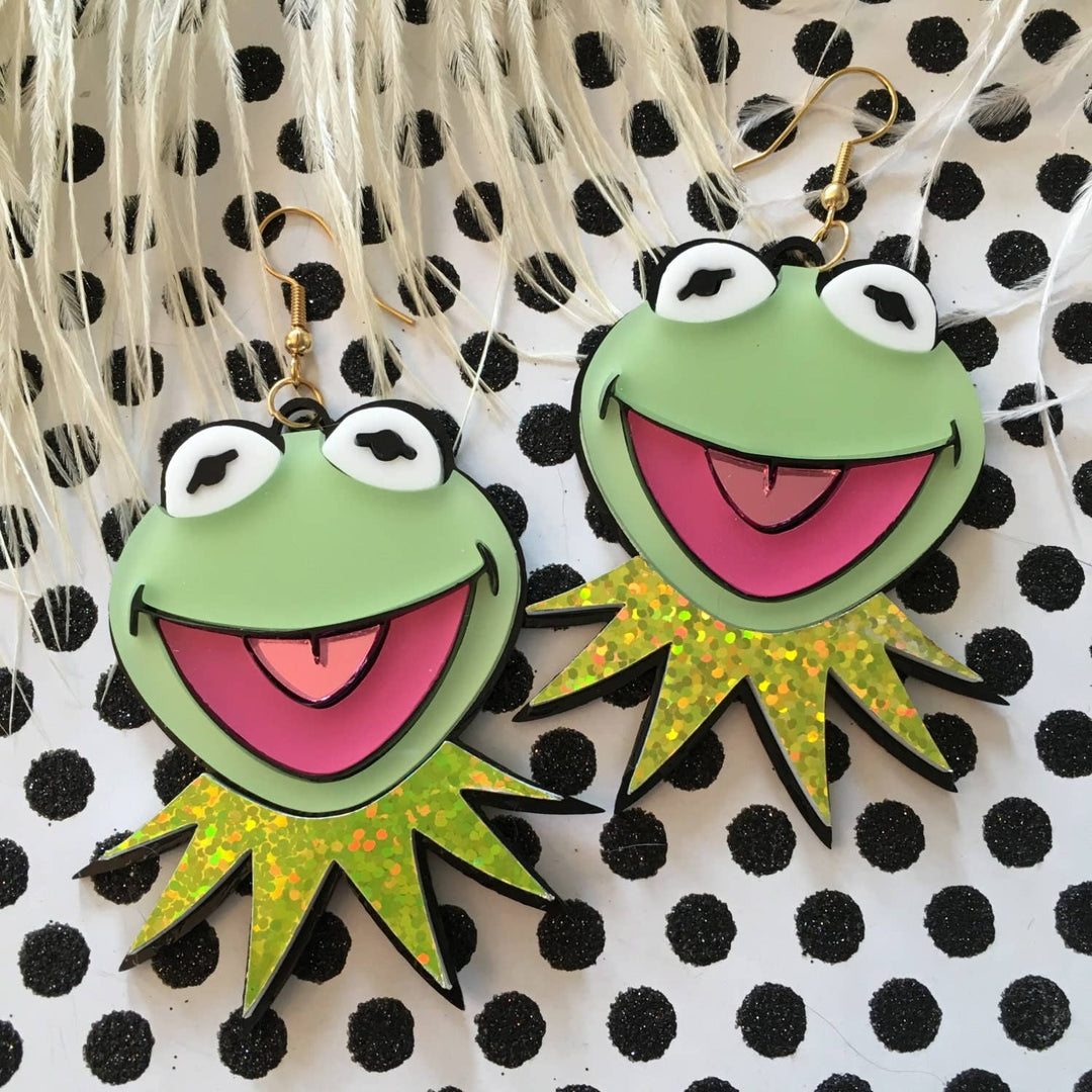 Miss Piggy And Kermit Laser Cut Earrings