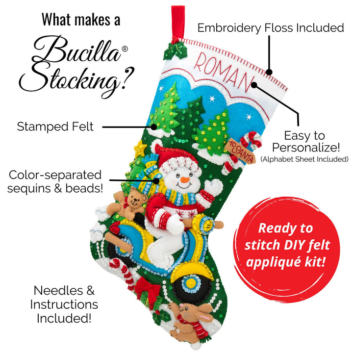 Bucilla Vintage Christmas Felt Stocking 18"