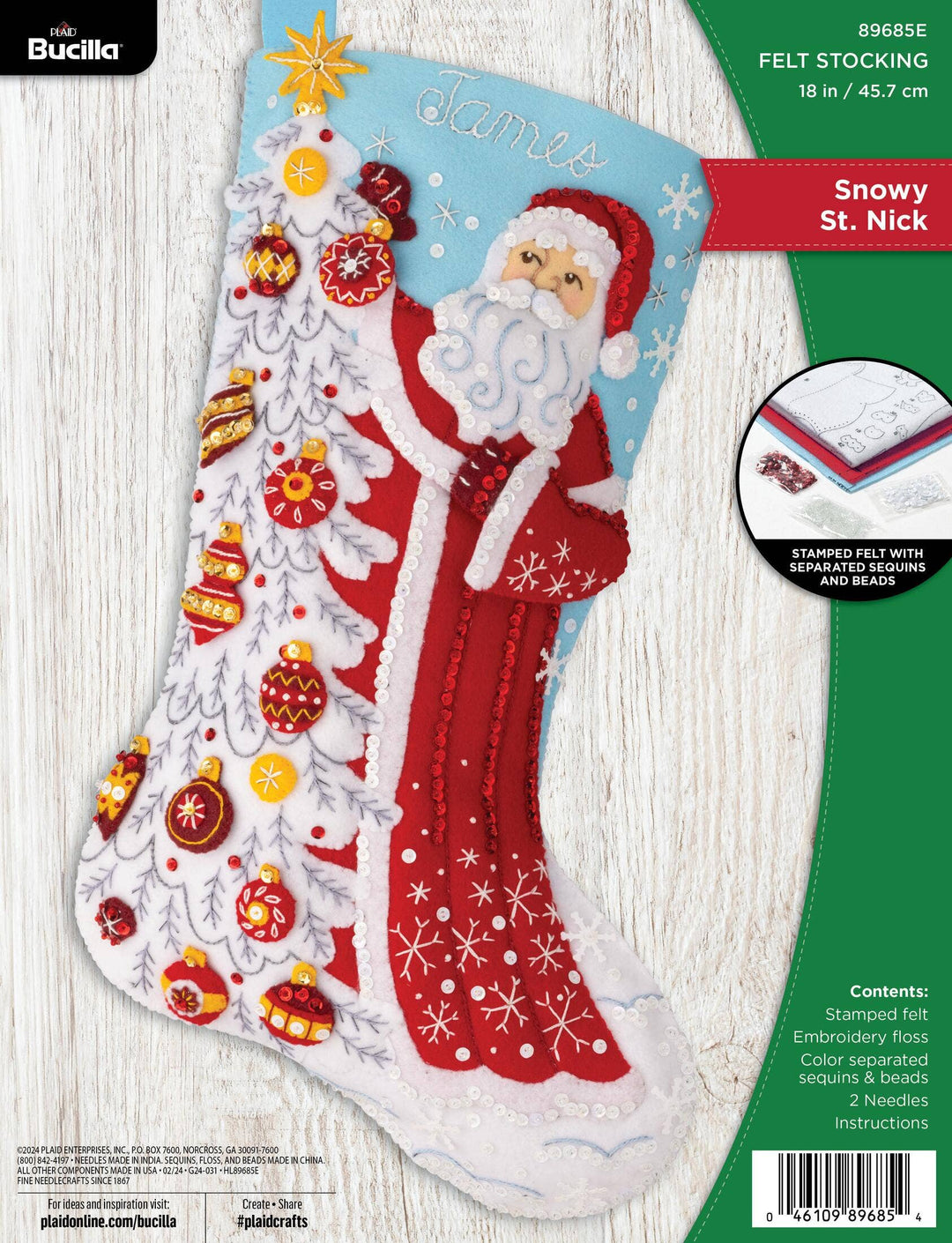 Bucilla Snowy St Nick Felt Stocking