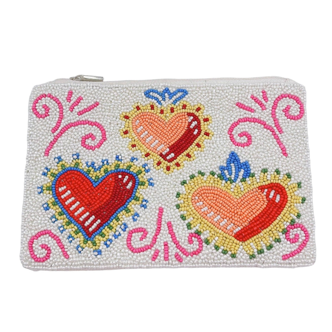 Frida Heart Beaded Clutch