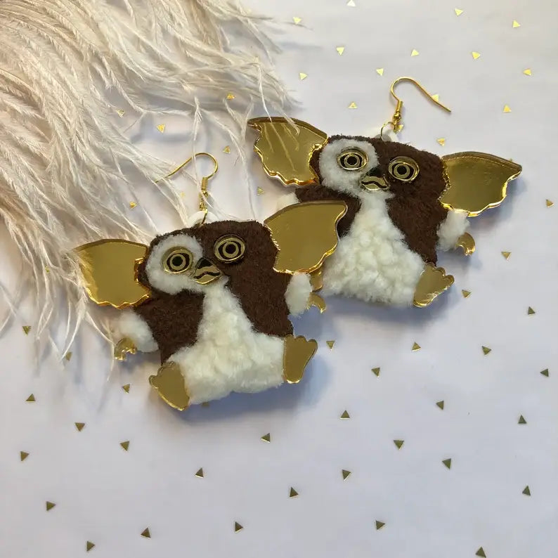 Gizmo Gremlins Acrylic & Fur Earrings