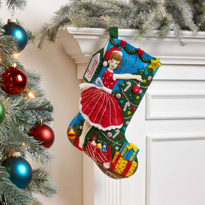 Bucilla Vintage Christmas Felt Stocking 18"