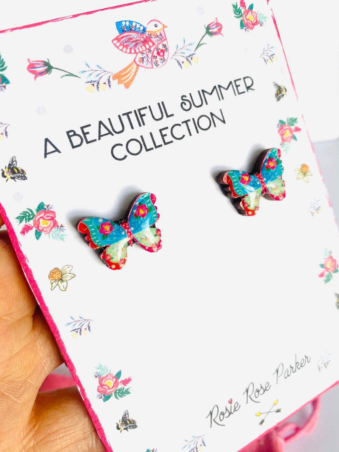 Pretty Butterfly Stud Earrings by Rosie Rose Parker