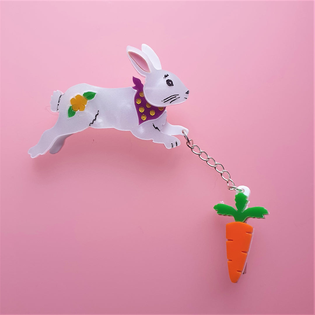 Bunny and Carrot Brooch