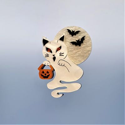 Ghost Kitty Brooch