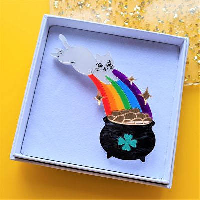 Rainbow Treasure Cat Brooch