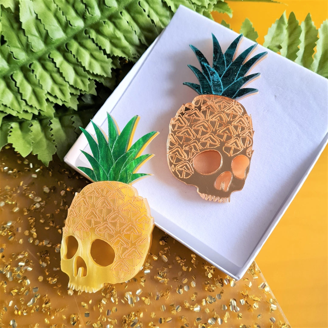 Pineapple Skull Brooch