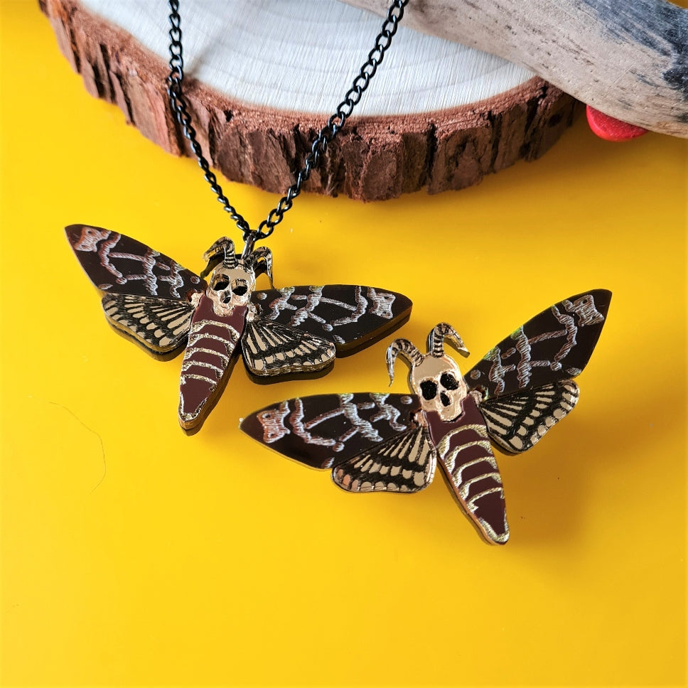 Death's-Head Hawkmoth Pendant or Pin Brooch