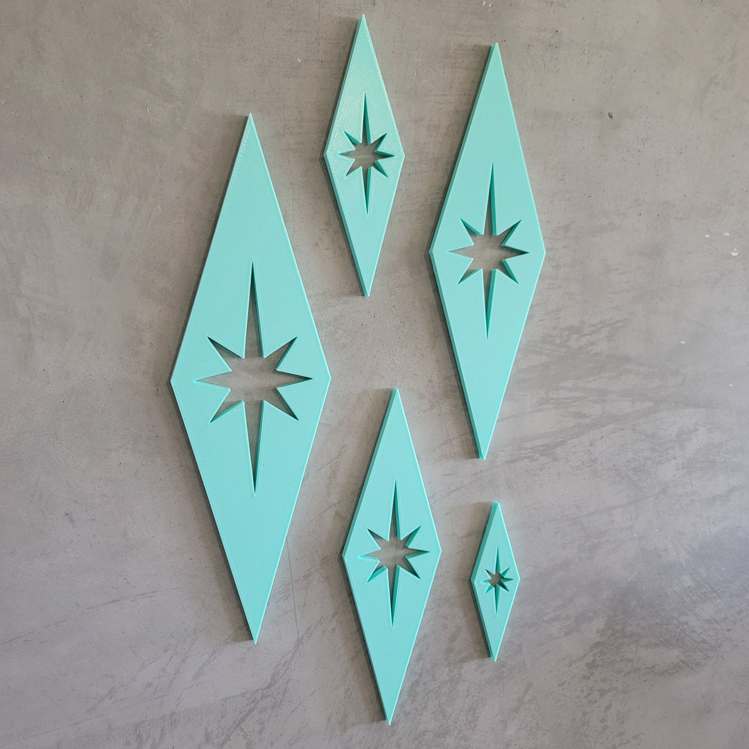 Midcentury Modern Diamond Starbursts Wall Decor