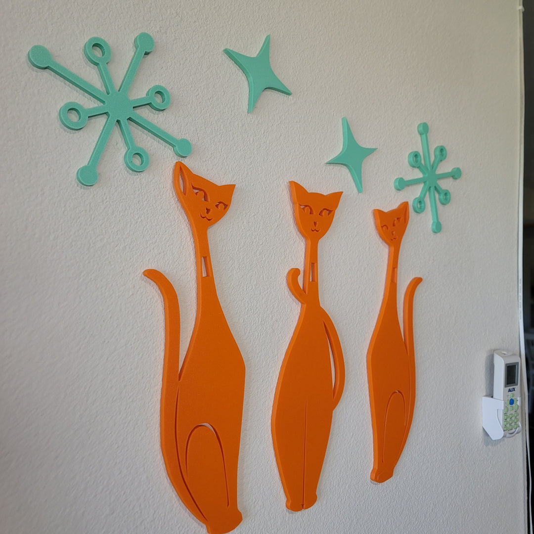 Atomic Space Cats Wall Decor Set