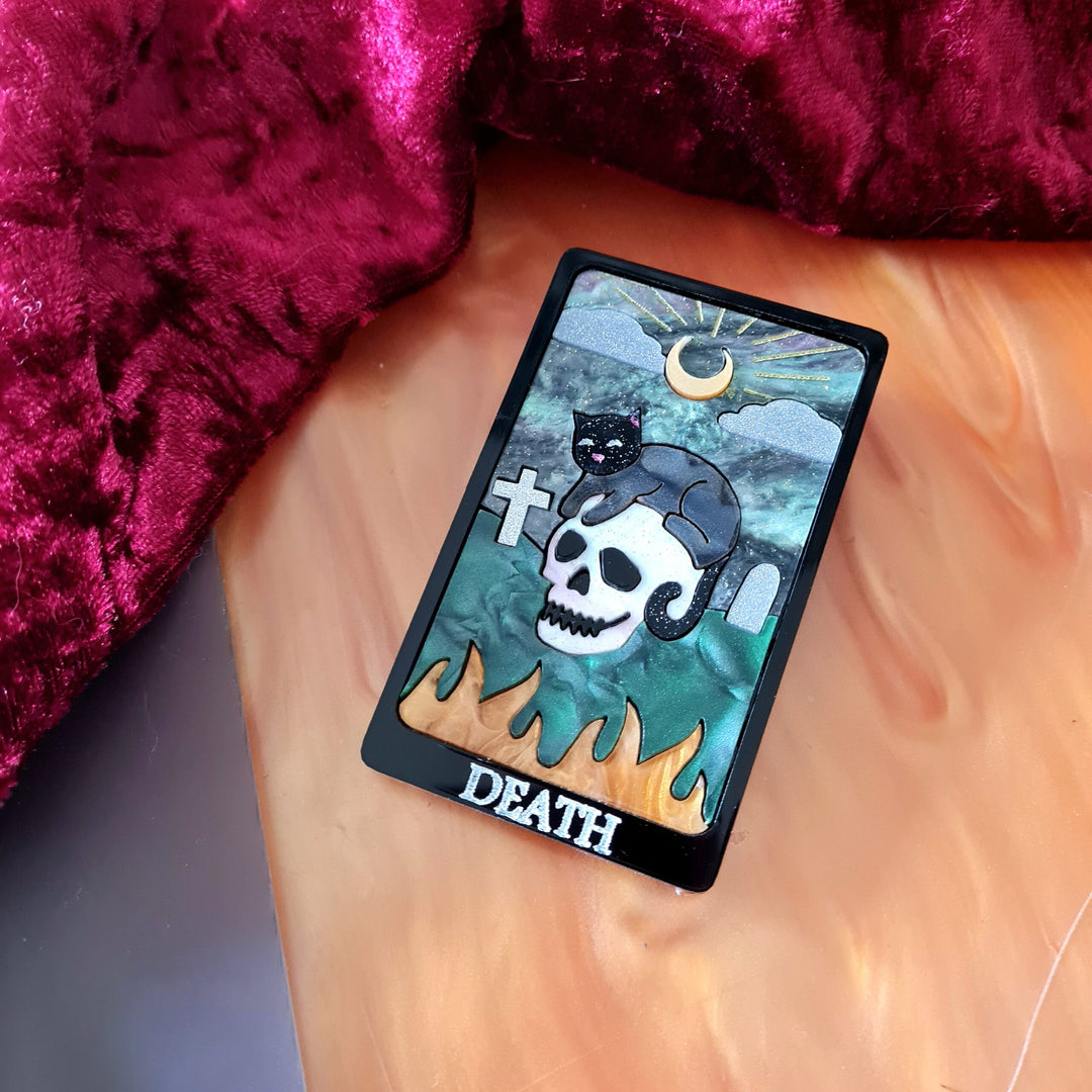 Death Cat Tarot Brooch or Necklace