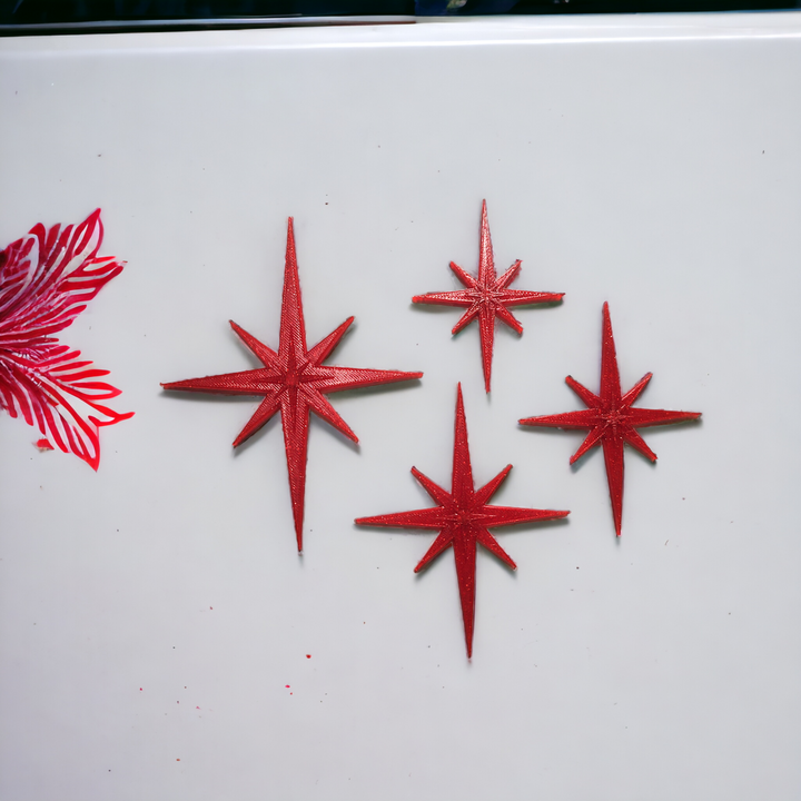 Retro Holiday Christmas Midcentury Modern Starburst  Fridge Magnets