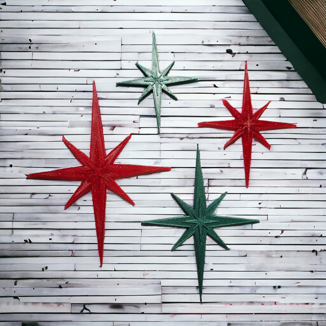 Retro Holiday Christmas Midcentury Modern Starburst  Fridge Magnets