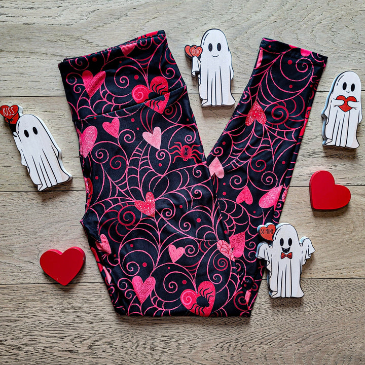Web of Love Valentine Spooky Spider Web Johanna Parker Exclusive Leggings