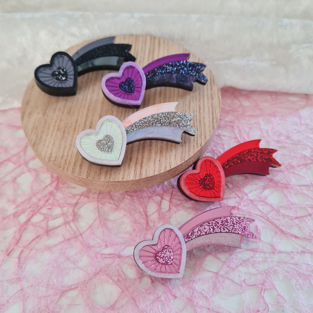 Cosmic Shooting Heart Mini Brooch or Pendant