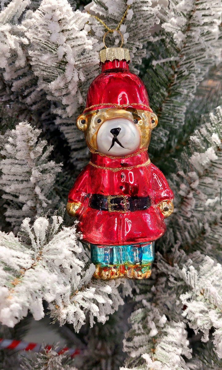 Dog in Red Outfit Christmas Glass Ornament by Wizardi F07M3-42 HB-SY25265