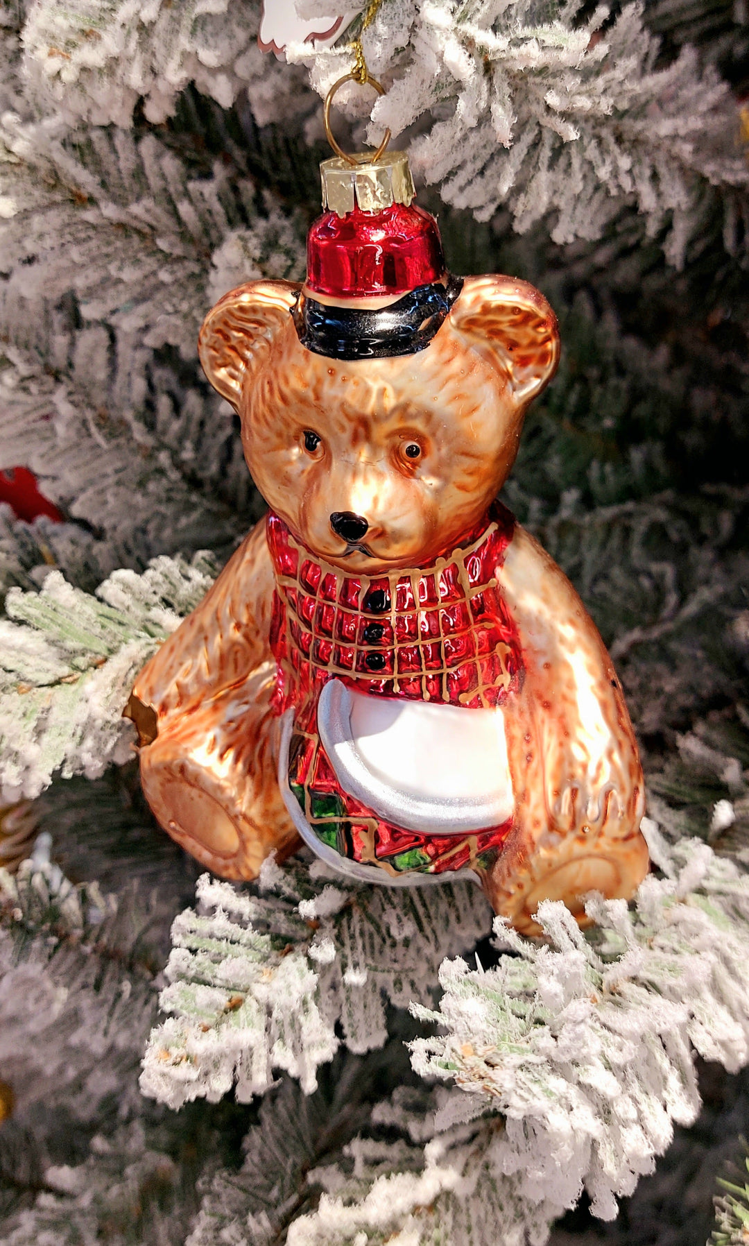Bear Christmas Glass Ornament by Wizardi F07M3-16 HB-SY25036