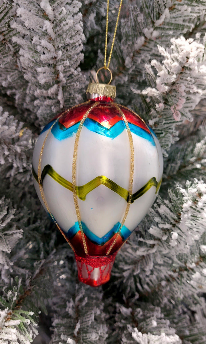 Colorful Hot Air Christmas Glass Ornament by Wizardi F07M3-26 HB-SY25744