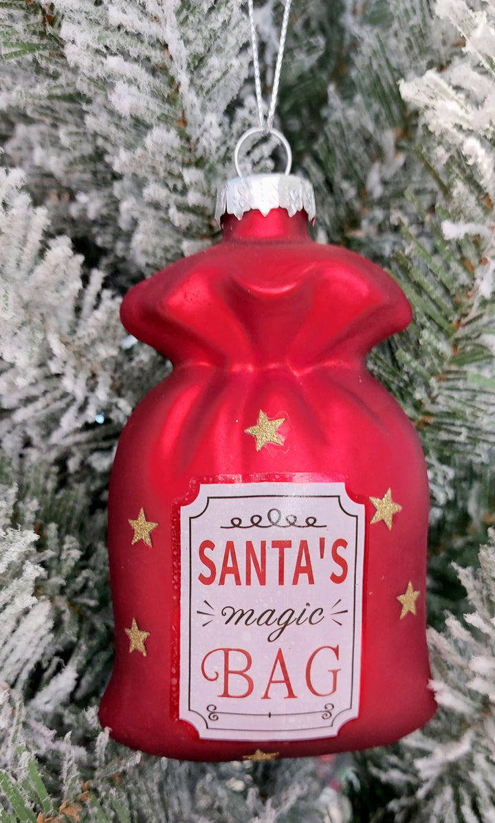 Santa's Bag Christmas Glass Ornament by Wizardi F07M3-51 HB-SY25023