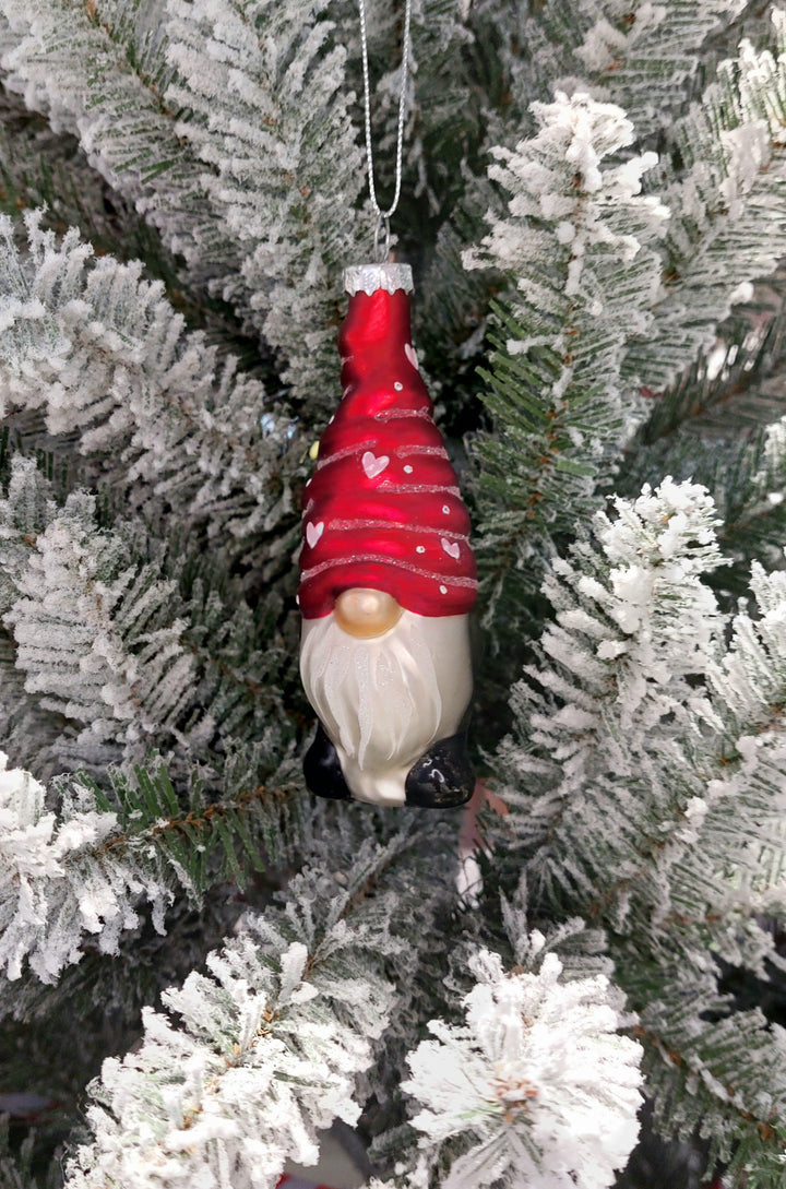 Red Gnome Christmas Glass Ornament by Wizardi F07M3-4 HB-SY25194