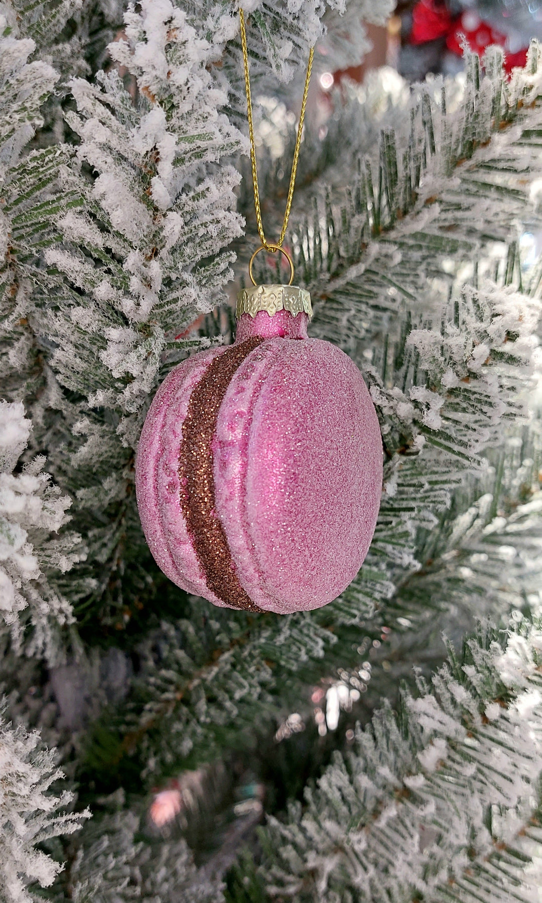 Pink Macar Christmas Glass Ornament by Wizardi F07M3-43 HB-SY25079
