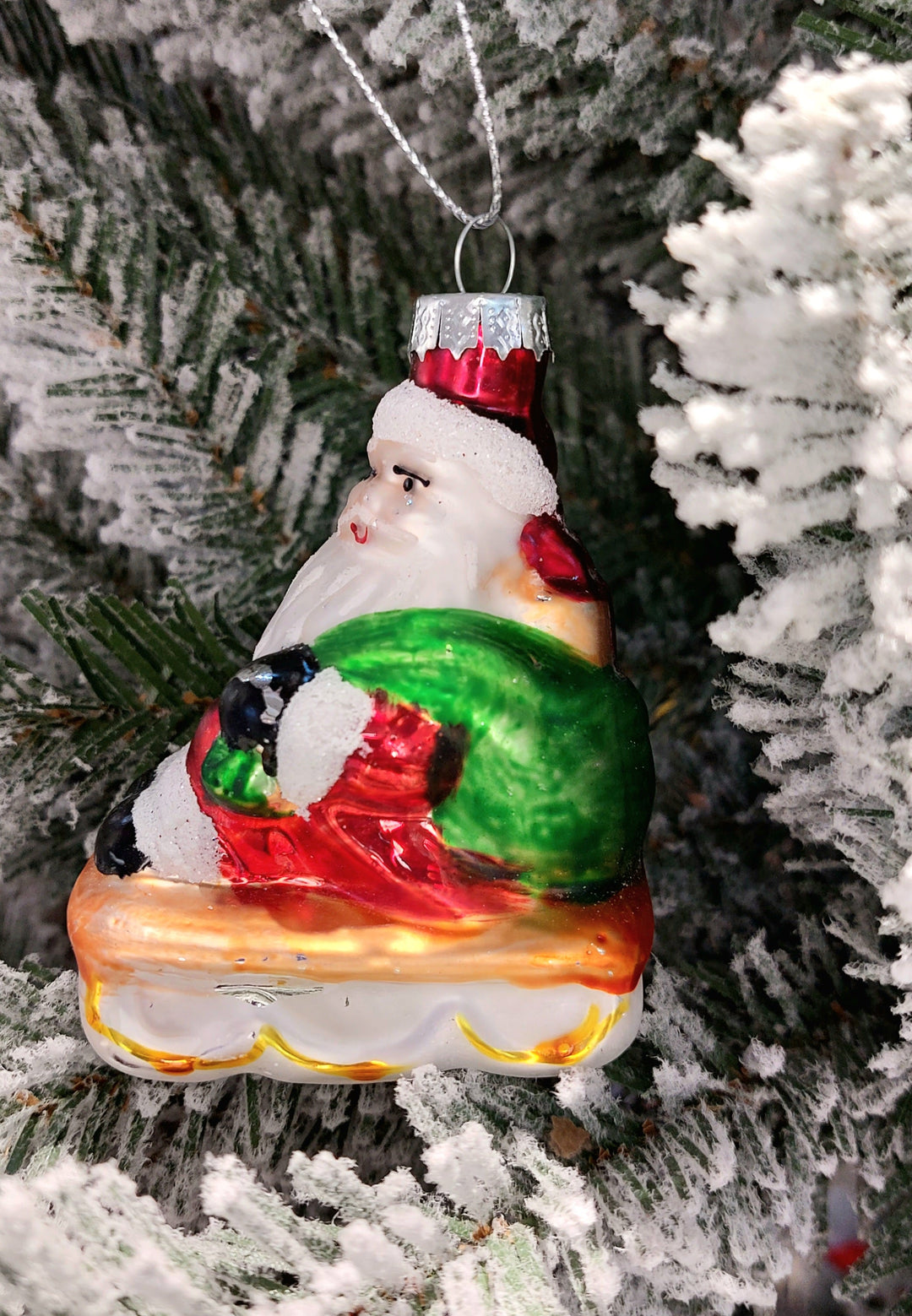 Santa Claus Christmas Glass Ornament by Wizardi F07M3-3 HB-SY25294