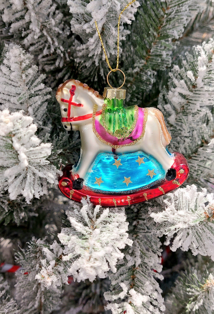 Rocking Horse Christmas Glass Ornament by Wizardi F07M3-7 HB-SY25368