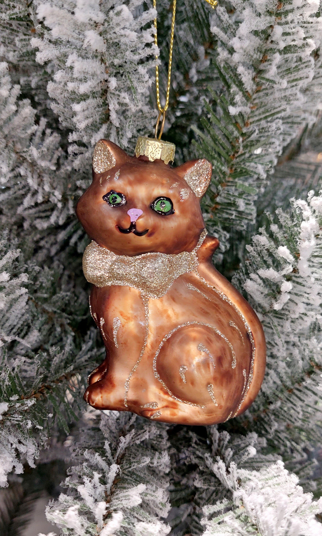 Cat Christmas Glass Ornament by Wizardi F07M3-29 HB-SY25060