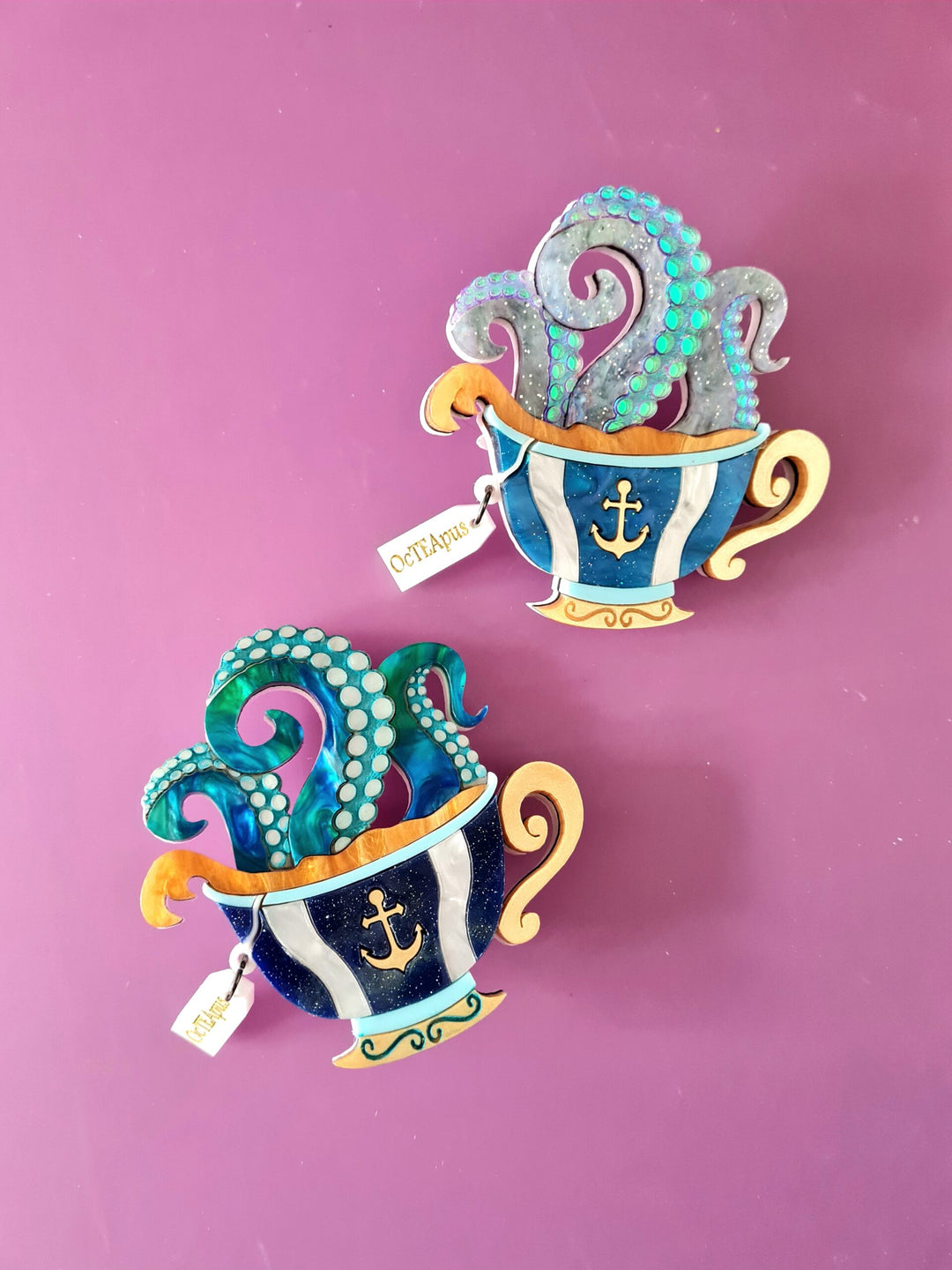 Octopus Tea Brooch or Necklace
