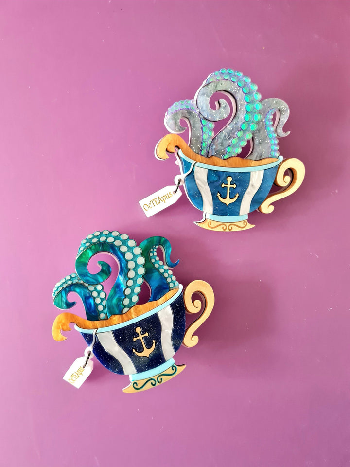 Octopus Tea Brooch or Necklace