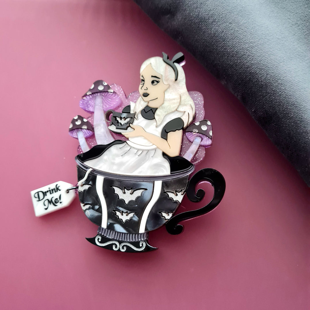 Gothic Alice Tea Cup Brooch or Necklace