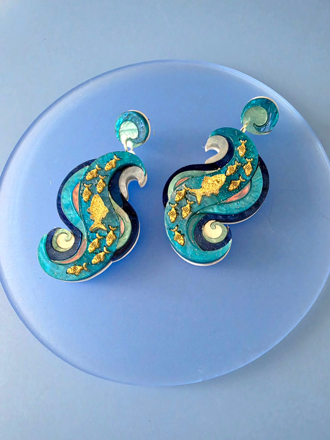 Swimming Against the Current Shoal of Fish Earrings