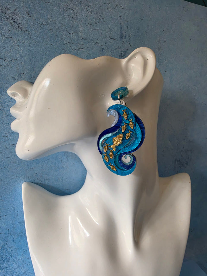 Swimming Against the Current Shoal of Fish Earrings